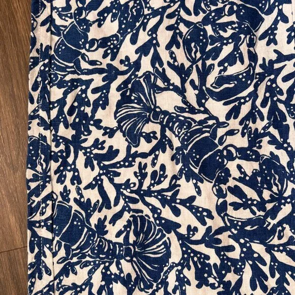 NEW Lilly Pulitzer Beach Palazzo Linen Pant Oyster Bay Blue White Sz XS - Picture 4 of 12